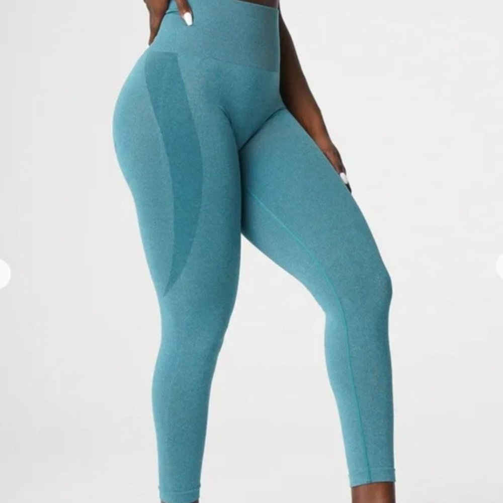 NVGTN Teal Contour Seamless High Waist Leggings, Women's Size Small